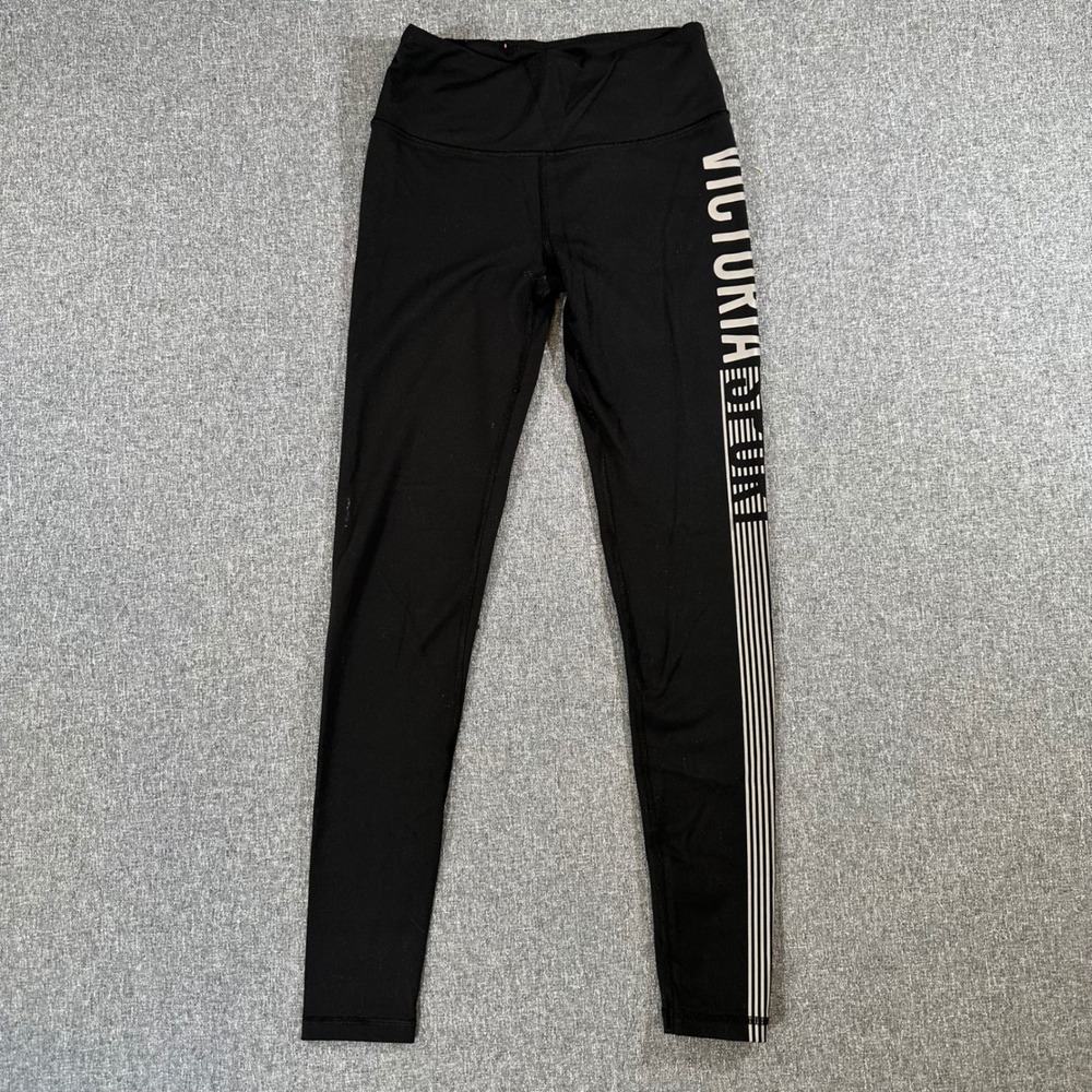 Victorias Secret VSX Sport Knockout Leggings Black Logo Tights Womens XS Yoga